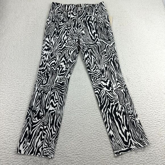 MOTHER Denim - NWT Mother Rascal Ankle Fray Jeans Womens 28 Zebra Print Straight Leg High Waist